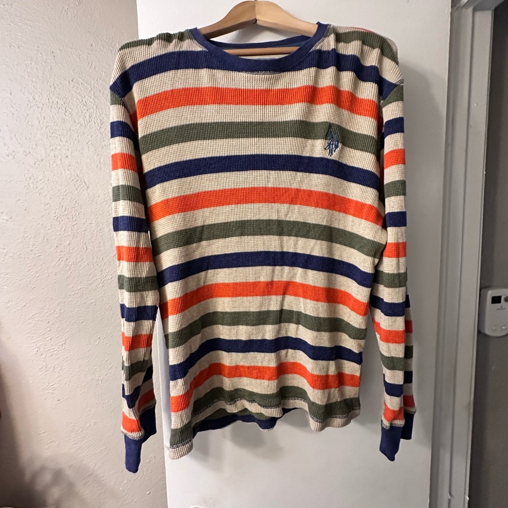 U.S. Polo Assn. Men's Waffle Knit Preppy Grunge Rugby T-shirt Size XL